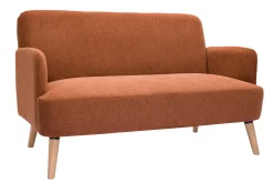 Miliboo Skandinavisches Sofa aus rostbraunem Stoff mit Samteffekt und hellem Holz 2-Sitzer ISKO* Design-sofas