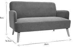 Miliboo Skandinavisches Sofa aus rostbraunem Stoff mit Samteffekt und hellem Holz 2-Sitzer ISKO* Design-sofas