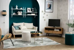 Miliboo Skandinavisches Sofa senfgelber Stoff mit Samteffekt 2-Sitzer KATE* Design-sofas