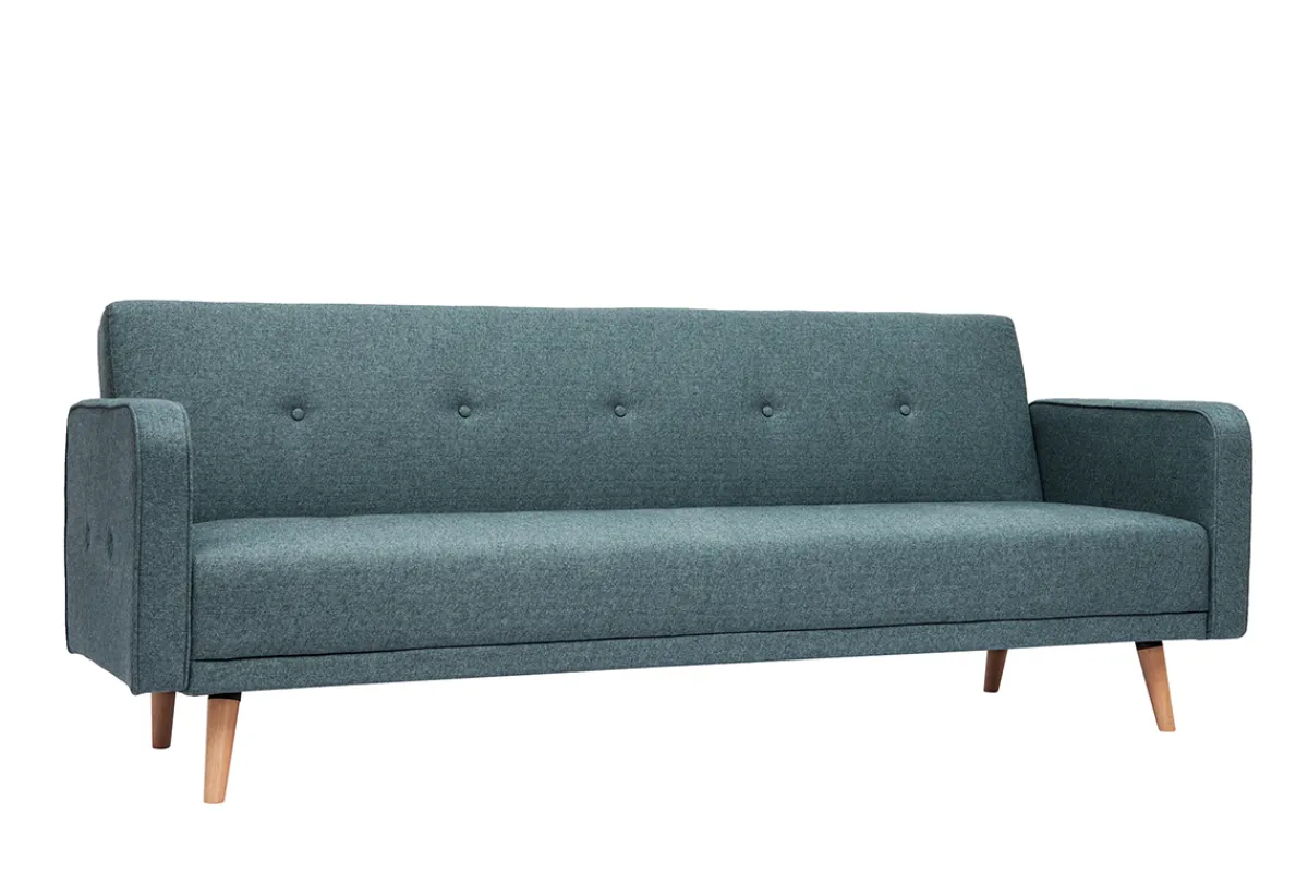 Miliboo Skandinavisches Sofa 3-Sitzer aus graugrünem Stoff und hellem Holz ULLA* Schlafsofas