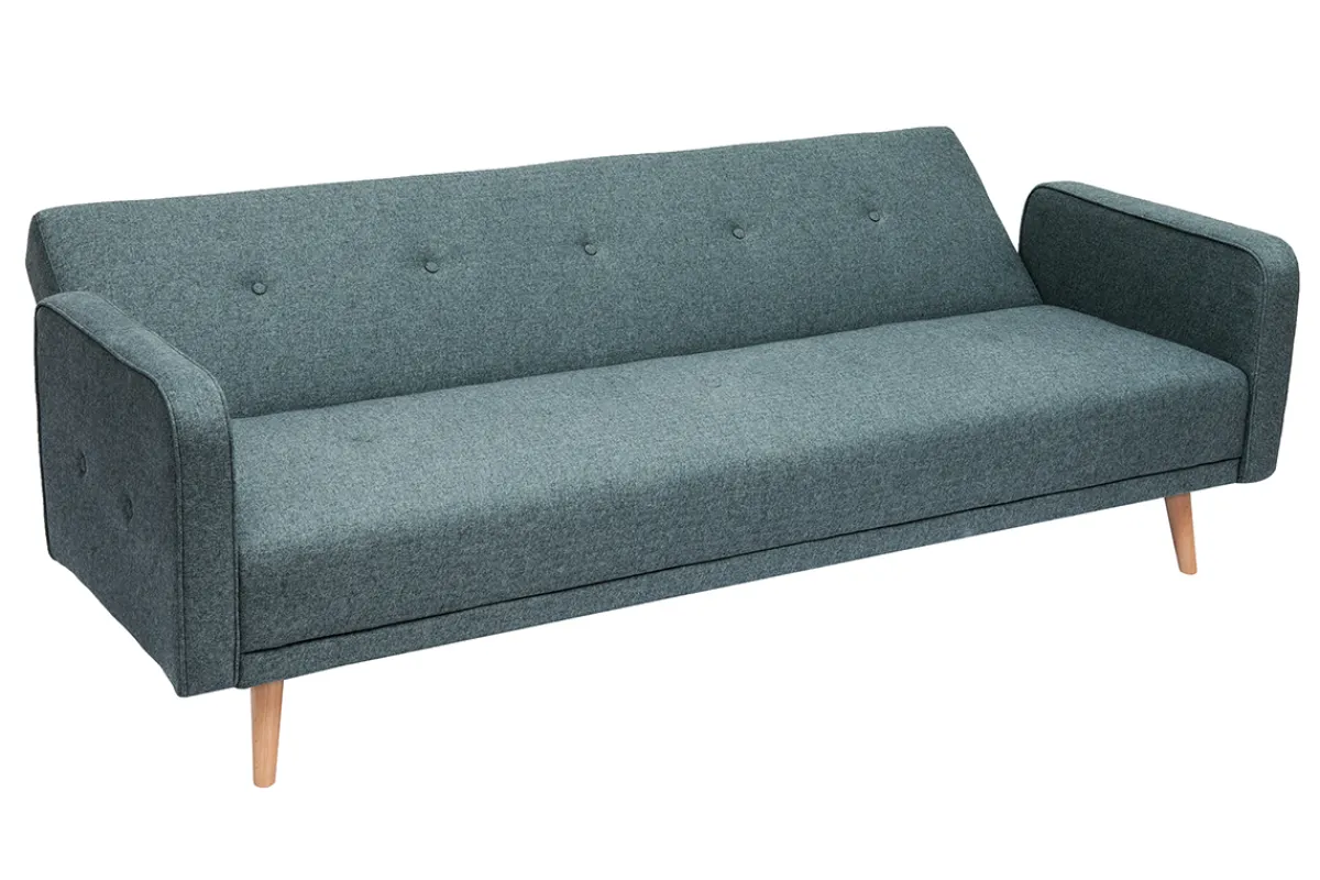 Miliboo Skandinavisches Sofa 3-Sitzer aus graugrünem Stoff und hellem Holz ULLA* Schlafsofas