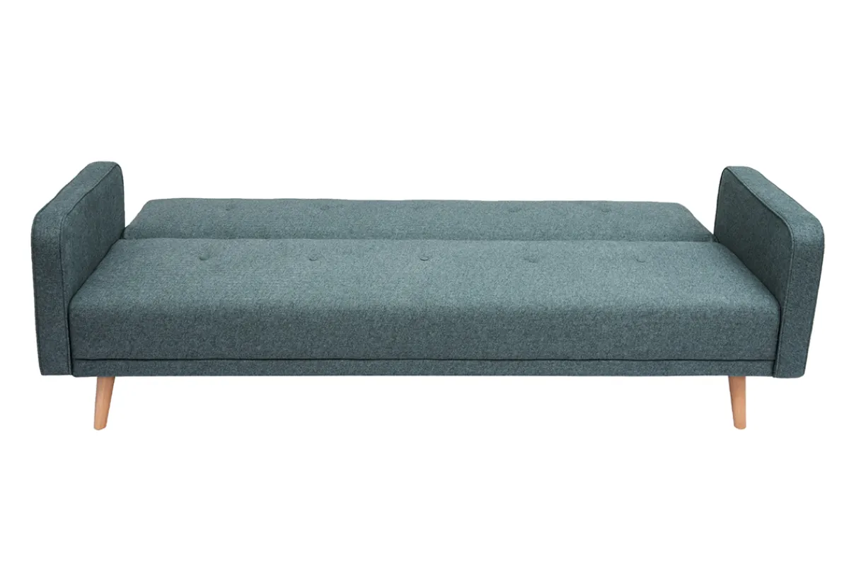 Miliboo Skandinavisches Sofa 3-Sitzer aus graugrünem Stoff und hellem Holz ULLA* Schlafsofas