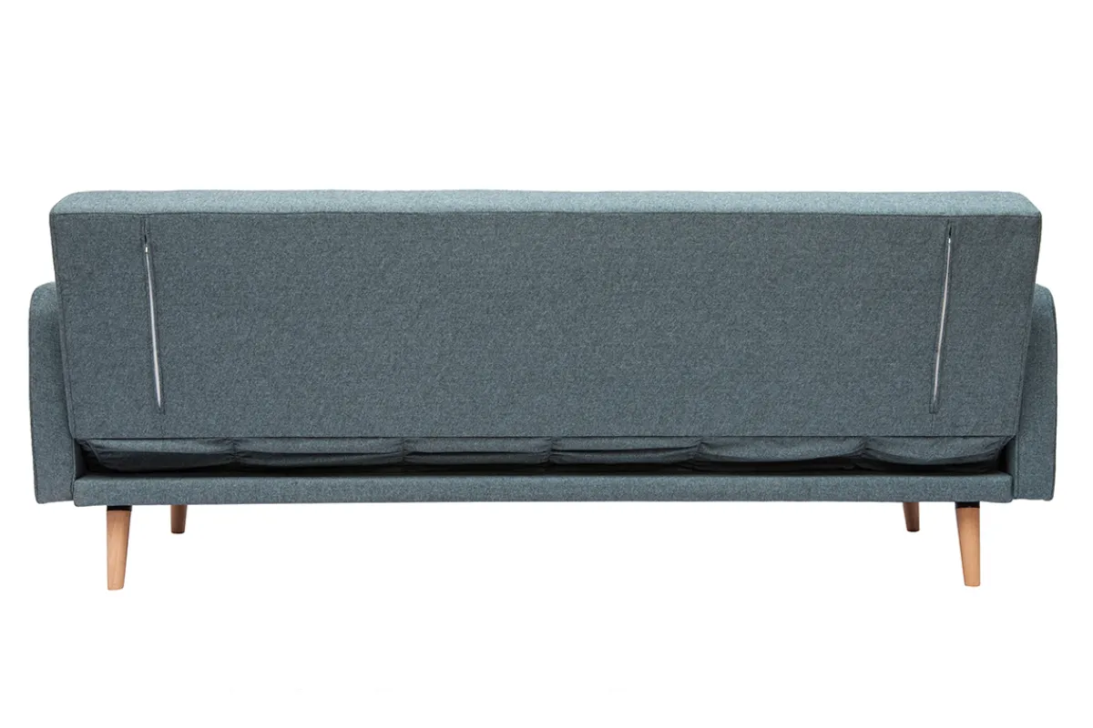 Miliboo Skandinavisches Sofa 3-Sitzer aus graugrünem Stoff und hellem Holz ULLA* Schlafsofas