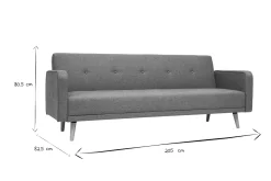 Miliboo Skandinavisches Sofa 3-Sitzer aus graugrünem Stoff und hellem Holz ULLA* Schlafsofas