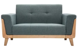 Miliboo Skandinavisches Sofa 2-Sitzer aus graugrünem Stoff und hellem Holz FJORD* Design-sofas