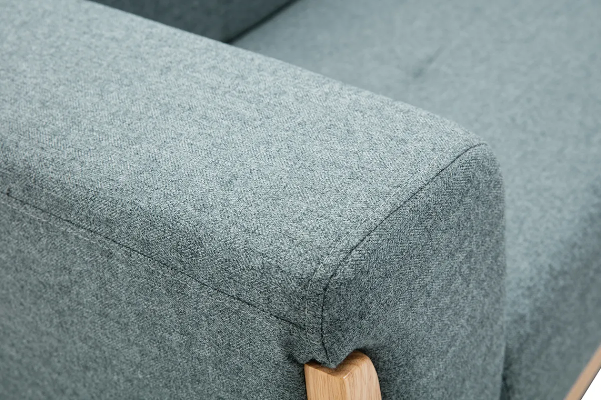 Miliboo Skandinavisches Sofa 2-Sitzer aus graugrünem Stoff und hellem Holz FJORD* Design-sofas