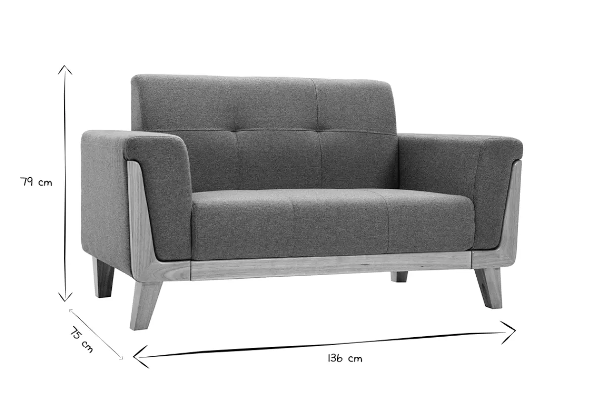 Miliboo Skandinavisches Sofa 2-Sitzer aus graugrünem Stoff und hellem Holz FJORD* Design-sofas