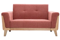 Miliboo Skandinavisches Sofa 2-Sitzer aus terracottafarbenem Stoff und hellem Holz FJORD* Design-sofas