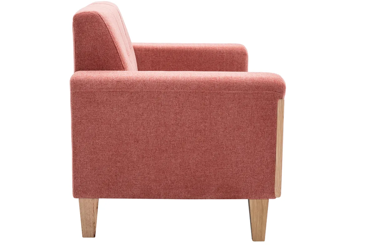 Miliboo Skandinavisches Sofa 2-Sitzer aus terracottafarbenem Stoff und hellem Holz FJORD* Design-sofas