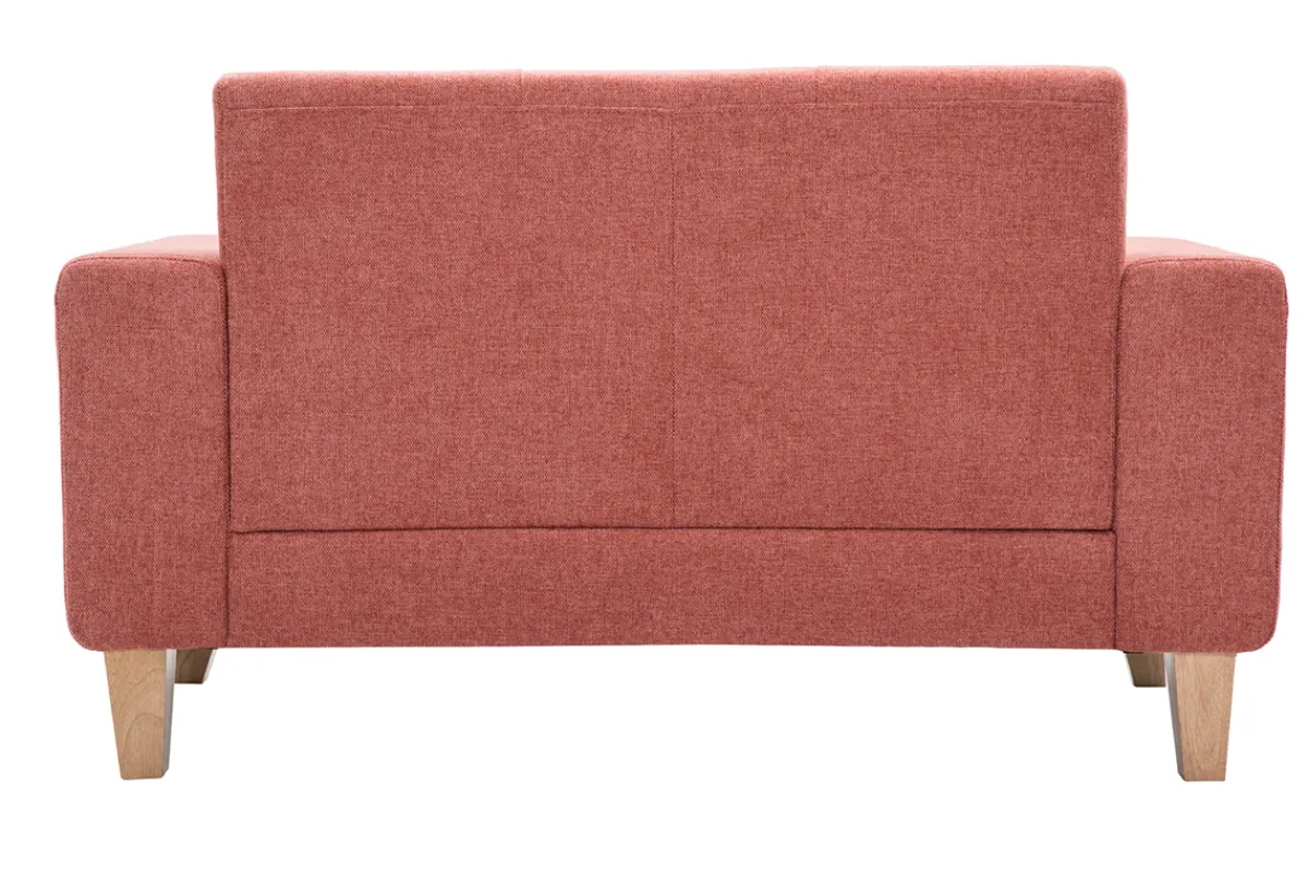 Miliboo Skandinavisches Sofa 2-Sitzer aus terracottafarbenem Stoff und hellem Holz FJORD* Design-sofas