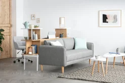 Miliboo Skandinavisches Sofa 3-Sitzer Hellgrau KURT* Design-sofas
