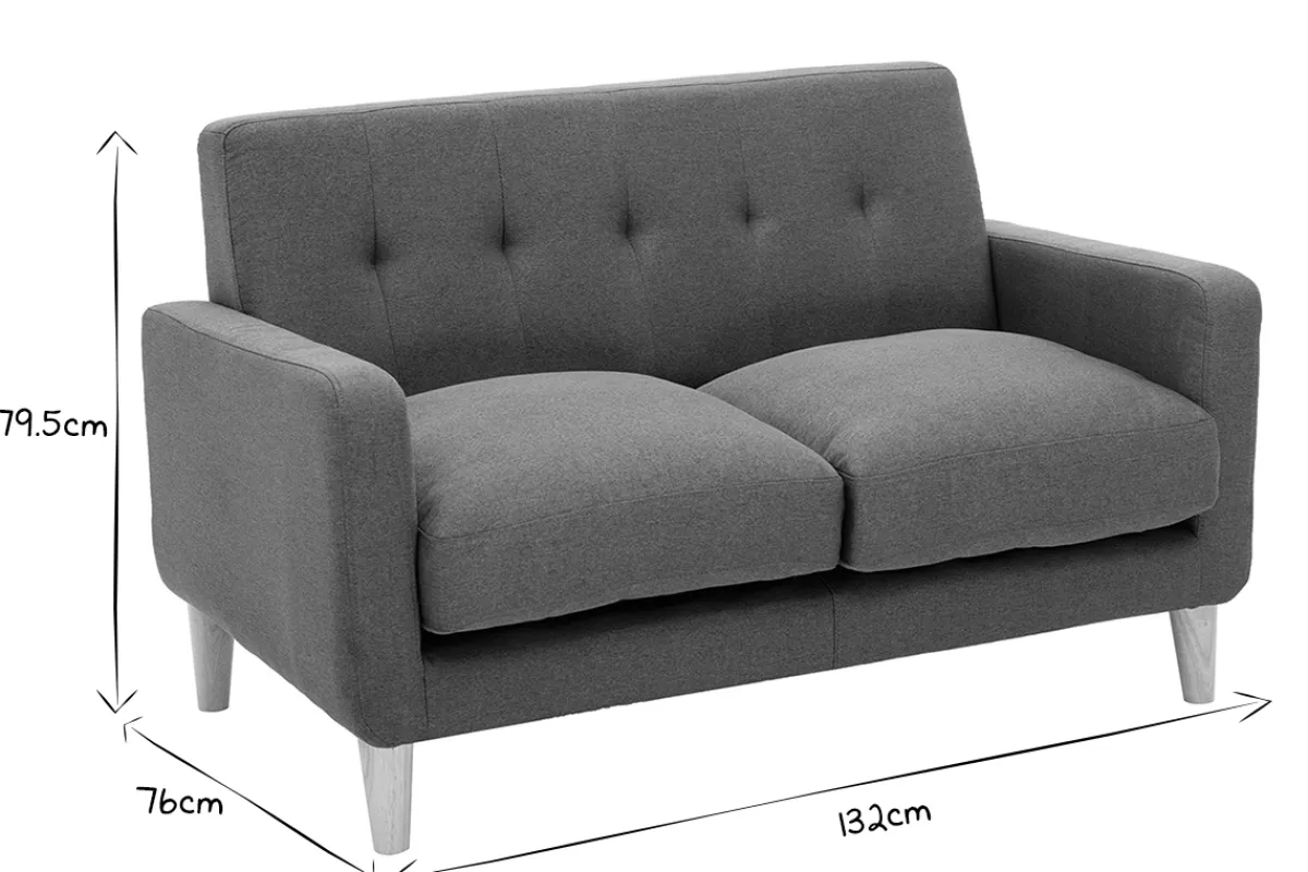 Miliboo Skandinavisches Sofa 2-Sitzer aus dunkelgrauem Stoff LUNA* Design-sofas
