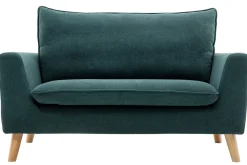 Miliboo Skandinavisches Sofa 2-Sitzer mit Samteffekt in Blaugrün JONAS* Design-sofas