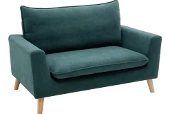 Miliboo Skandinavisches Sofa 2-Sitzer mit Samteffekt in Blaugrün JONAS* Design-sofas