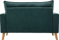 Miliboo Skandinavisches Sofa 2-Sitzer mit Samteffekt in Blaugrün JONAS* Design-sofas