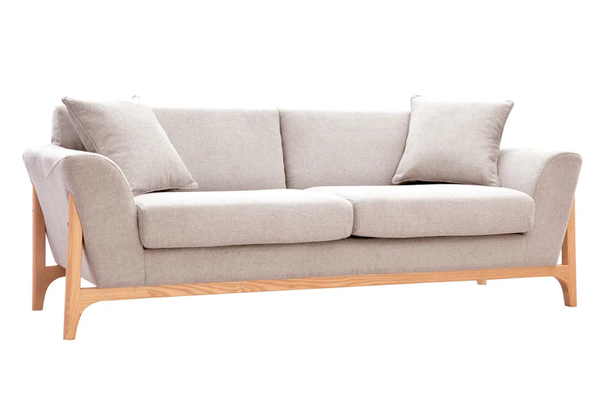 Miliboo Skandinavisches Sofa 3-Sitzer in Beige und Esche ASAKO* Design-sofas