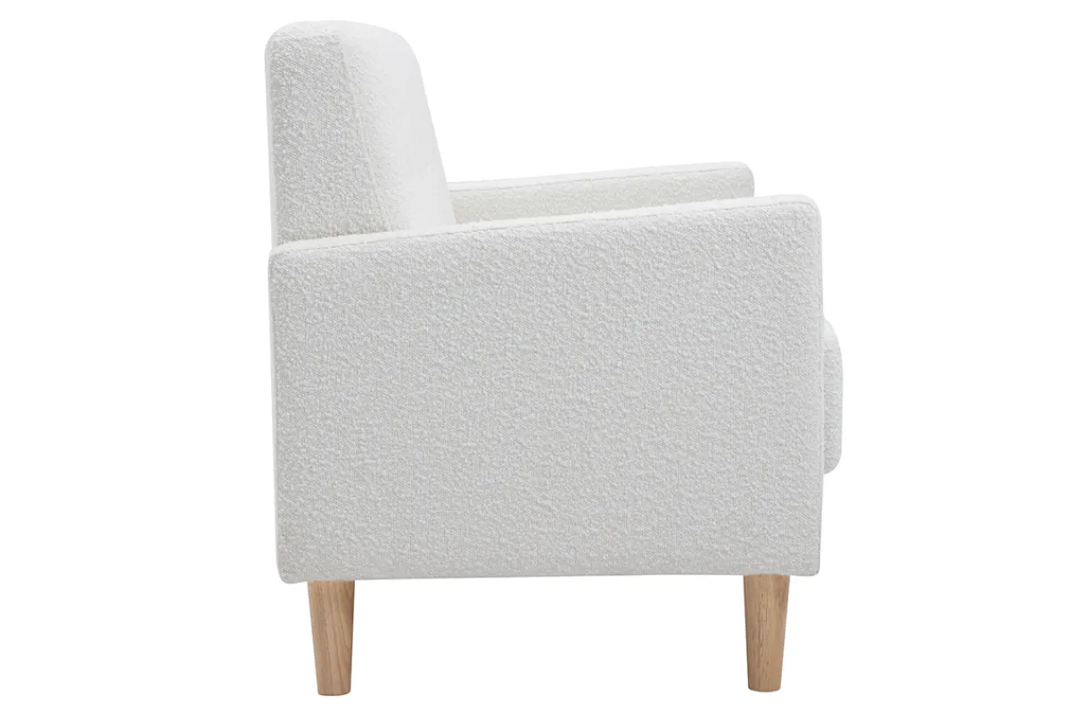 Miliboo Skandinavisches Sofa 2-Sitzer aus weißem Stoff mit Woll-Effekt und hellem Holz MOON* Design-sofas