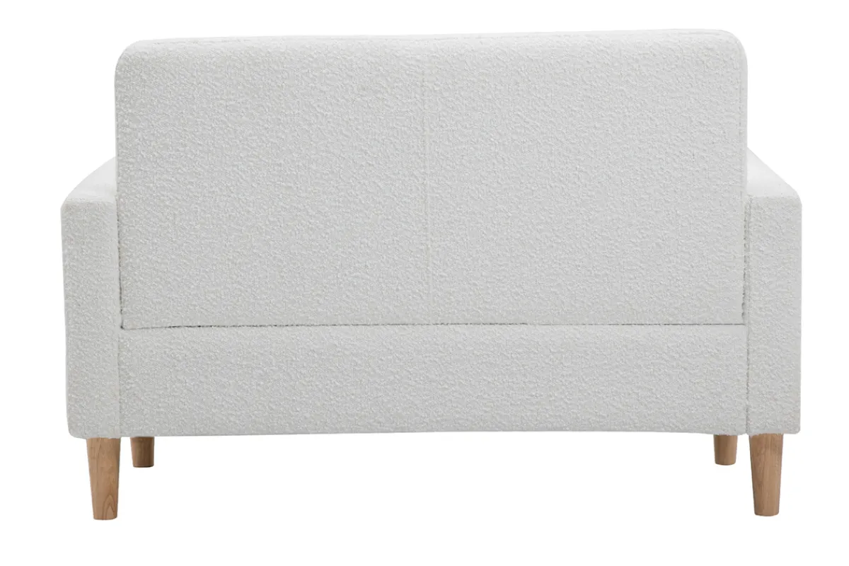 Miliboo Skandinavisches Sofa 2-Sitzer aus weißem Stoff mit Woll-Effekt und hellem Holz MOON* Design-sofas