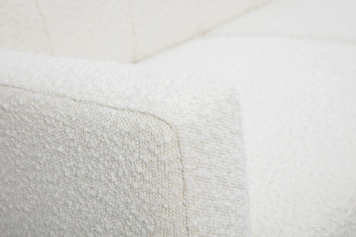 Miliboo Skandinavisches Sofa 2-Sitzer aus weißem Stoff mit Woll-Effekt und hellem Holz MOON* Design-sofas
