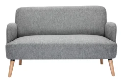 Miliboo Skandinavisches Sofa 2-Sitzer aus hellgrauem Stoff und hellem Holz ISKO* Design-sofas