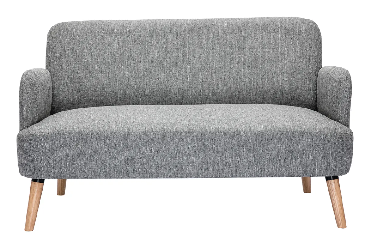 Miliboo Skandinavisches Sofa 2-Sitzer aus hellgrauem Stoff und hellem Holz ISKO* Design-sofas