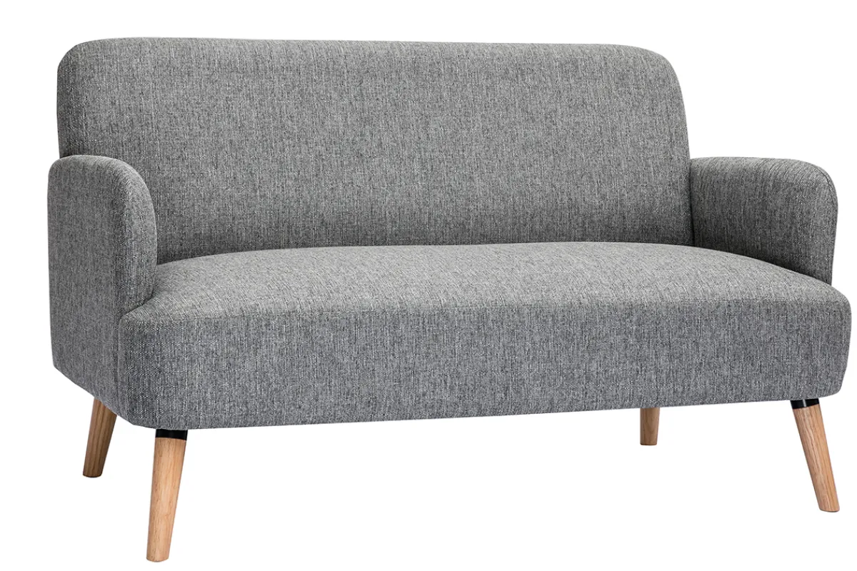Miliboo Skandinavisches Sofa 2-Sitzer aus hellgrauem Stoff und hellem Holz ISKO* Design-sofas