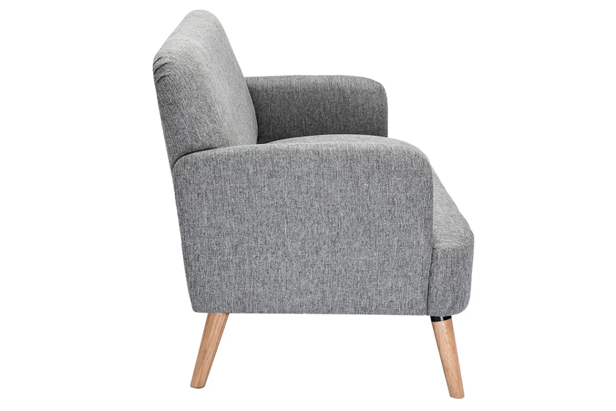 Miliboo Skandinavisches Sofa 2-Sitzer aus hellgrauem Stoff und hellem Holz ISKO* Design-sofas
