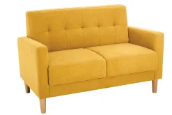 Miliboo Skandinavisches Sofa 2-Sitzer mit Samteffekt in Senfgelb MOON* Design-sofas