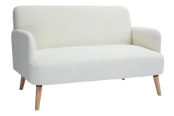 Miliboo Skandinavisches Sofa 2-Sitzer aus weißem Stoff mit Bouclé-Wolleffekt und hellem Holz ISKO* Design-sofas