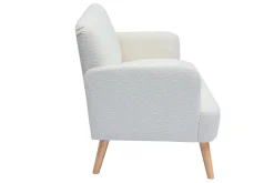 Miliboo Skandinavisches Sofa 2-Sitzer aus weißem Stoff mit Bouclé-Wolleffekt und hellem Holz ISKO* Design-sofas