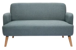 Miliboo Skandinavisches Sofa 2-Sitzer aus grüngrauem Stoff und hellem Holz ISKO* Design-sofas