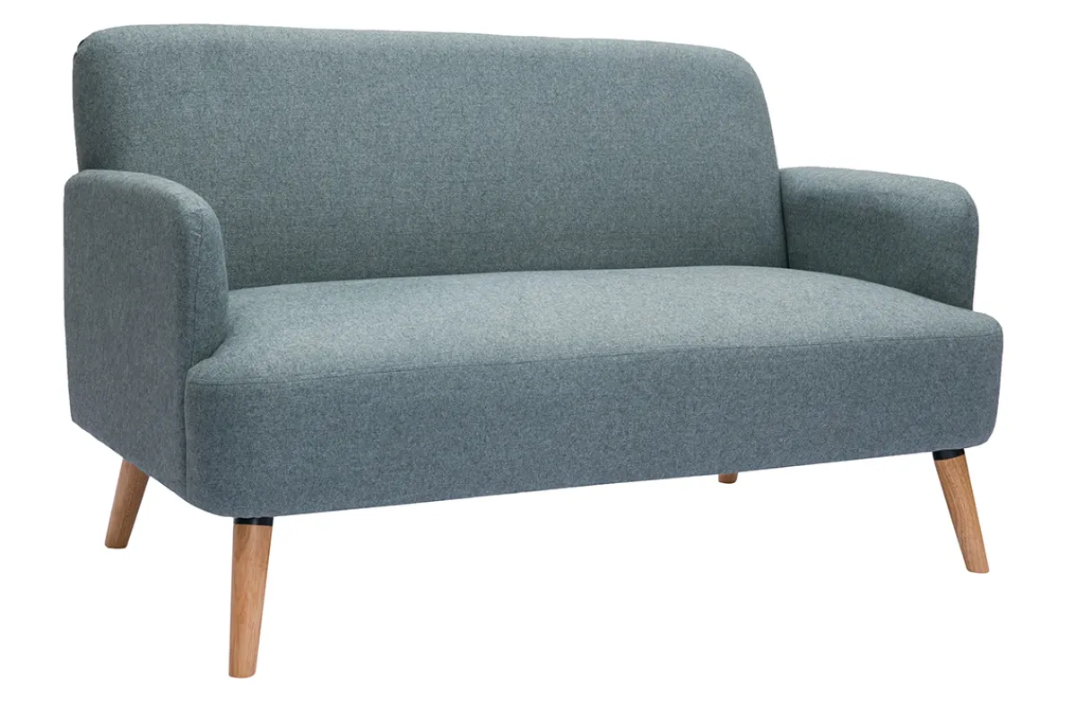 Miliboo Skandinavisches Sofa 2-Sitzer aus grüngrauem Stoff und hellem Holz ISKO* Design-sofas