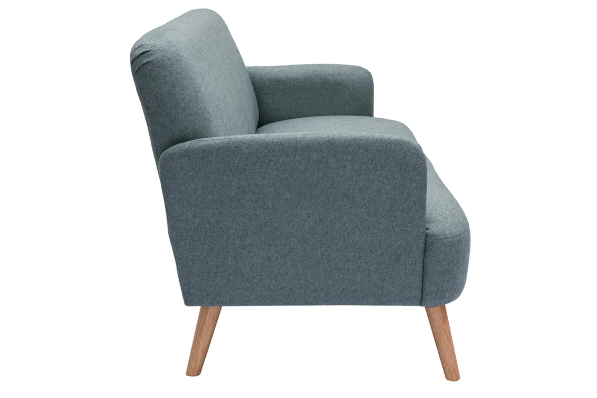 Miliboo Skandinavisches Sofa 2-Sitzer aus grüngrauem Stoff und hellem Holz ISKO* Design-sofas