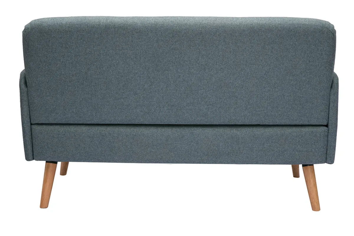 Miliboo Skandinavisches Sofa 2-Sitzer aus grüngrauem Stoff und hellem Holz ISKO* Design-sofas