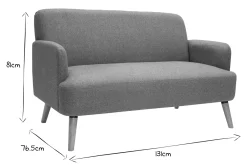Miliboo Skandinavisches Sofa 2-Sitzer aus grüngrauem Stoff und hellem Holz ISKO* Design-sofas
