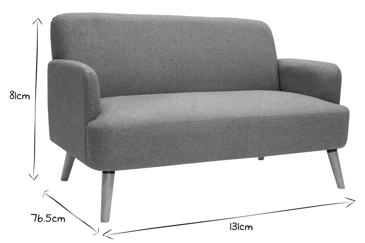 Miliboo Skandinavisches Sofa 2-Sitzer aus grüngrauem Stoff und hellem Holz ISKO* Design-sofas