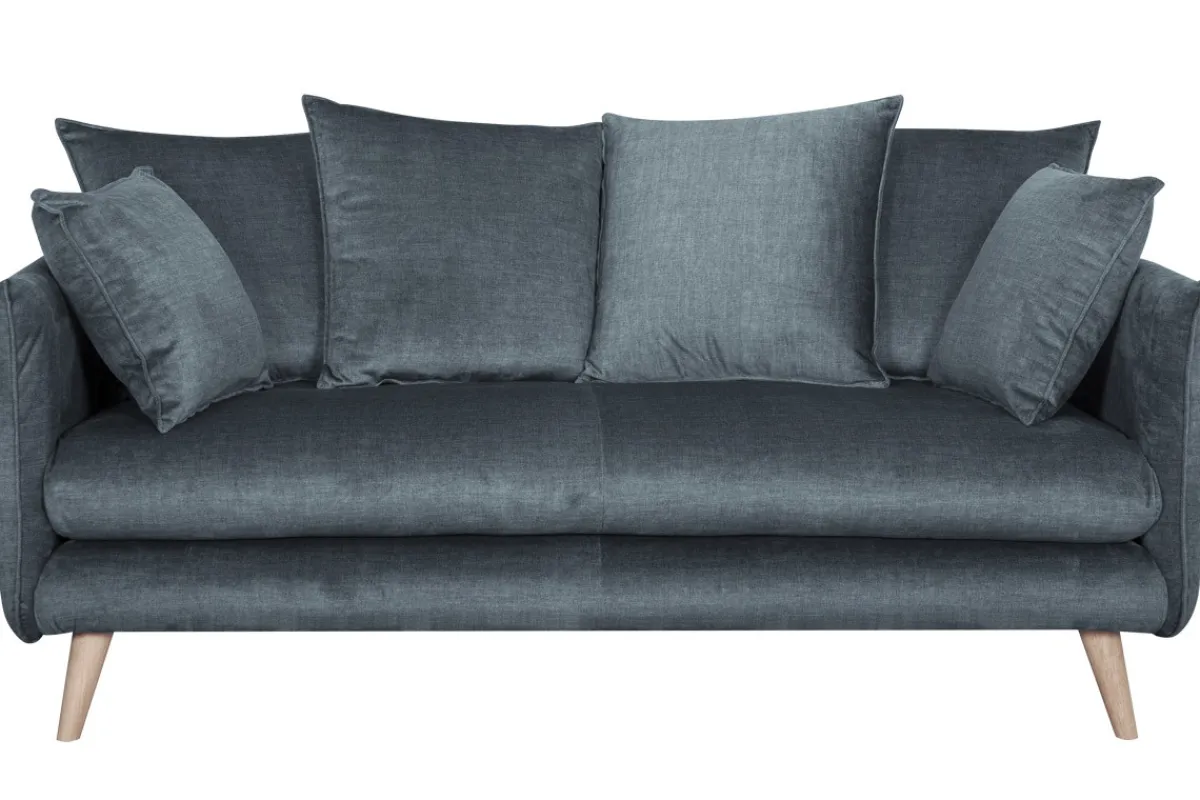 Miliboo Skandinavisches Sofa 3-Sitzer aus blaugrauem Stoff und hellem Holz OLYMPIA* Design-sofas