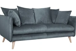 Miliboo Skandinavisches Sofa 3-Sitzer aus blaugrauem Stoff und hellem Holz OLYMPIA* Design-sofas