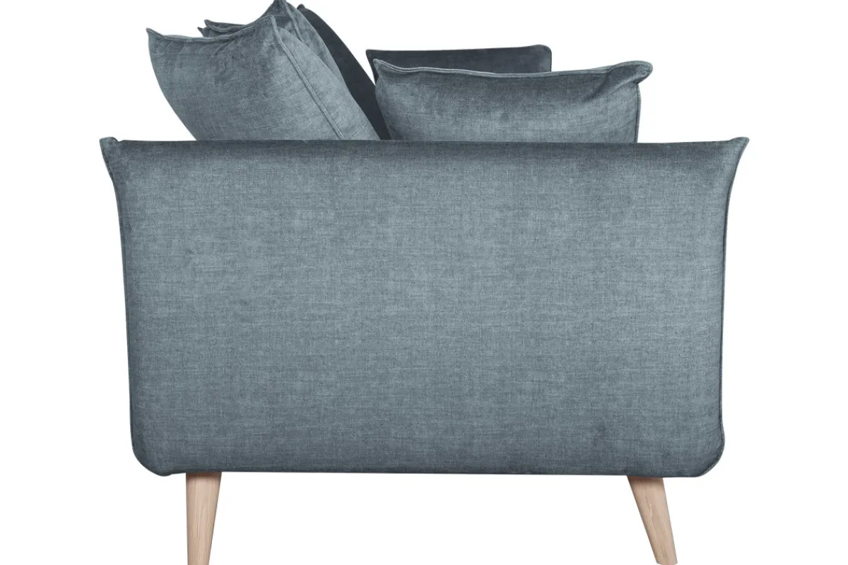 Miliboo Skandinavisches Sofa 3-Sitzer aus blaugrauem Stoff und hellem Holz OLYMPIA* Design-sofas