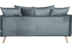 Miliboo Skandinavisches Sofa 3-Sitzer aus blaugrauem Stoff und hellem Holz OLYMPIA* Design-sofas