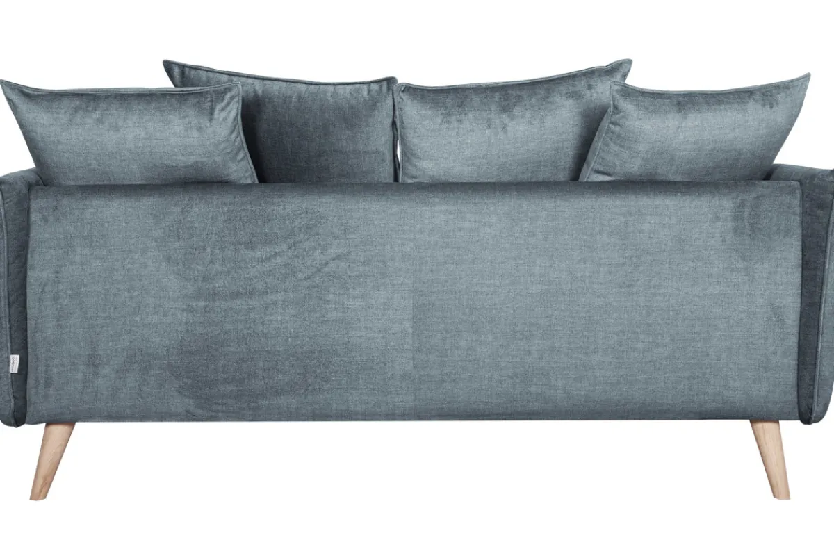 Miliboo Skandinavisches Sofa 3-Sitzer aus blaugrauem Stoff und hellem Holz OLYMPIA* Design-sofas