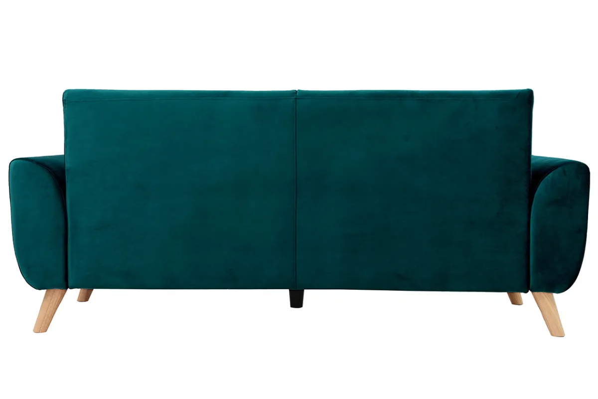 Miliboo Skandinavisches Sofa 3-Sitzer Samt Petrolblau EKTOR* Design-sofas
