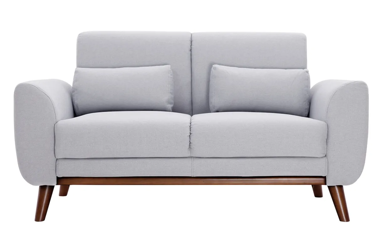 Miliboo Skandinavisches Sofa 2-Sitzer aus hellgrauem Stoff und dunkles Holz EKTOR* Design-sofas