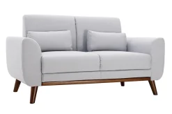 Miliboo Skandinavisches Sofa 2-Sitzer aus hellgrauem Stoff und dunkles Holz EKTOR* Design-sofas