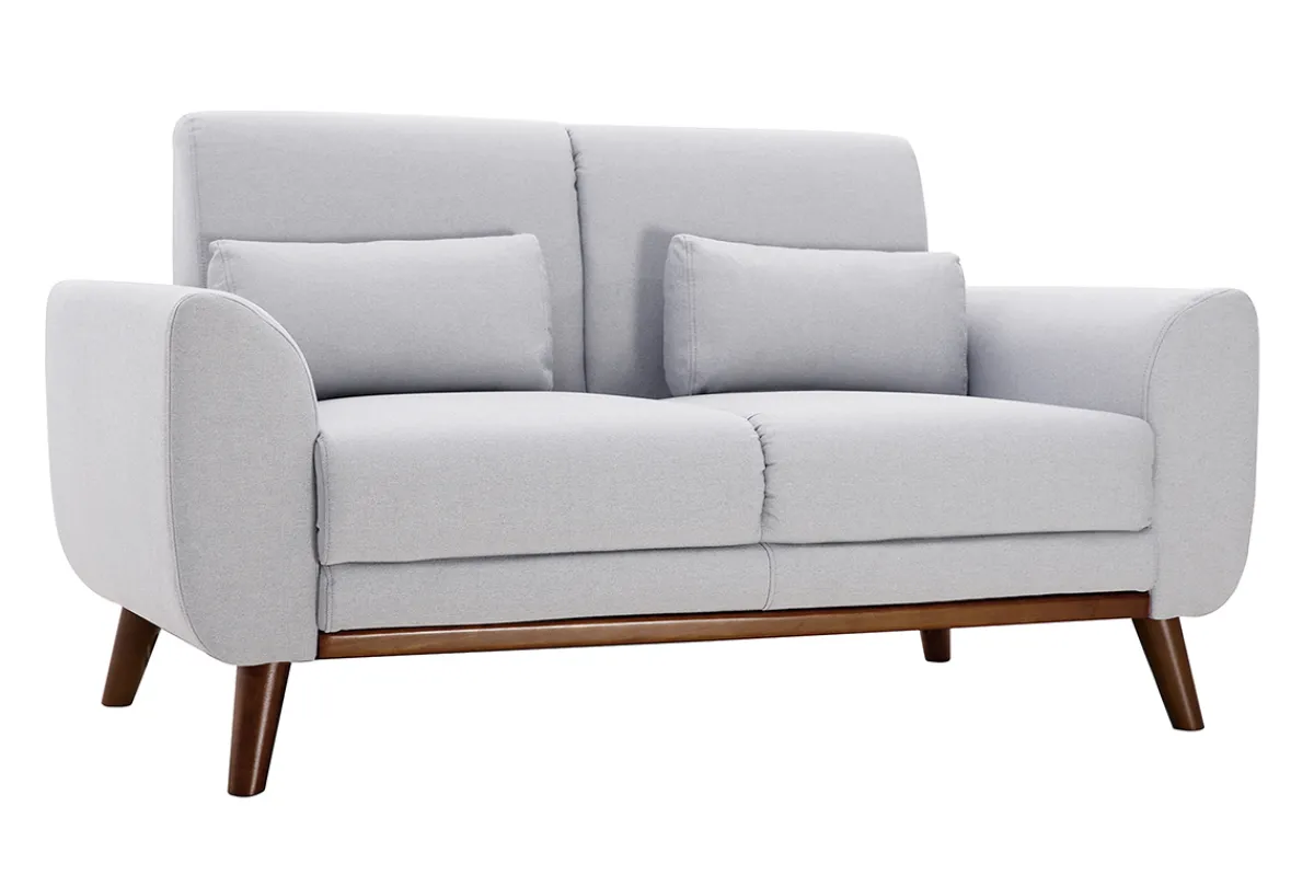 Miliboo Skandinavisches Sofa 2-Sitzer aus hellgrauem Stoff und dunkles Holz EKTOR* Design-sofas