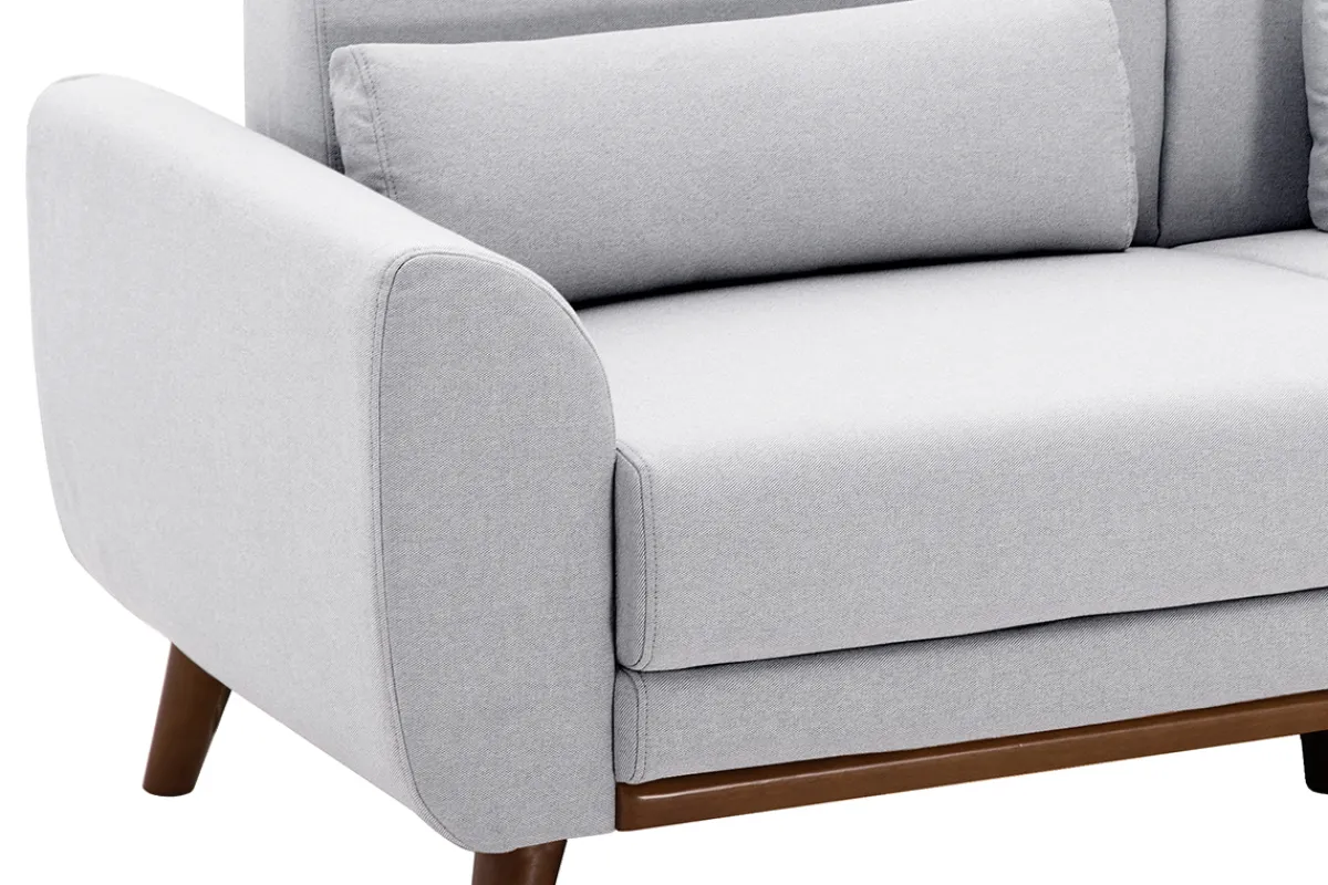 Miliboo Skandinavisches Sofa 2-Sitzer aus hellgrauem Stoff und dunkles Holz EKTOR* Design-sofas