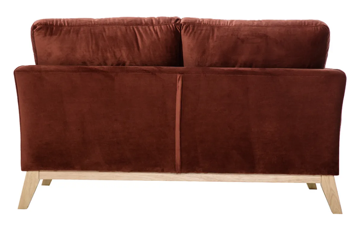 Miliboo Skandinavisches Zweisitzer-Sofa mit abnehmbarem Bezug und bordeauxrotem Samt OSLO* Design-sofas