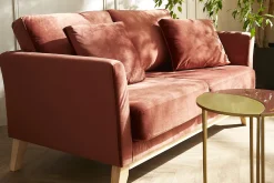 Miliboo Skandinavisches Zweisitzer-Sofa mit abnehmbarem Bezug und bordeauxrotem Samt OSLO* Design-sofas