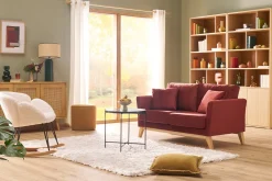 Miliboo Skandinavisches Zweisitzer-Sofa mit abnehmbarem Bezug und bordeauxrotem Samt OSLO* Design-sofas