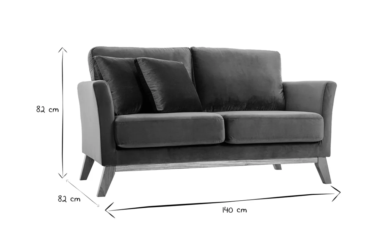 Miliboo Skandinavisches Zweisitzer-Sofa mit abnehmbarem Bezug und bordeauxrotem Samt OSLO* Design-sofas